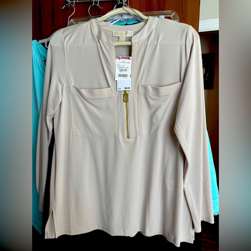 Kors Women's Beige Long Sleeve Top